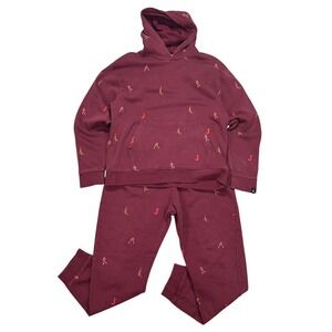 Air Jordan Mens Maroon All Over Print Hoodie and Sweatpants Set Medium